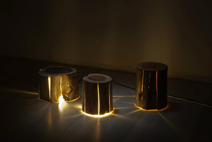 3 lámparas de madera de iluminación de piso