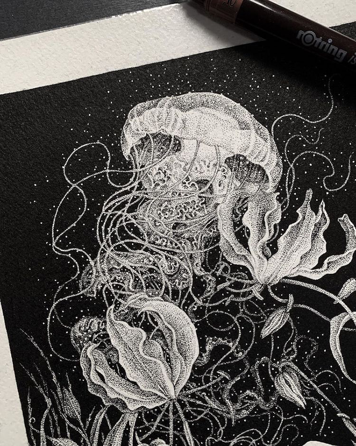 Ilustración de medusa por Annita Maslov
