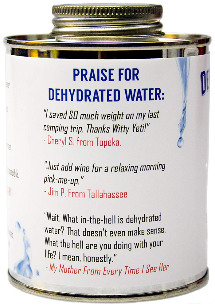 etiquetar agua deshidratada en latas testimoniales