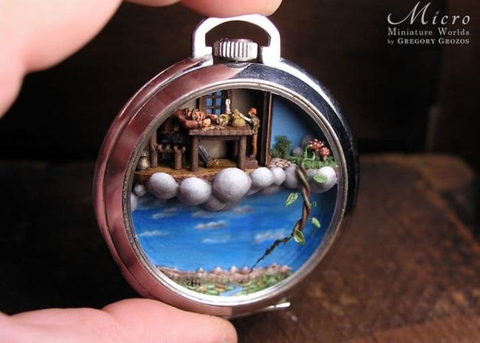 Jack mundano y el tallo de habichuelas en miniatura dentro de relojes de bolsillo y colgantes
