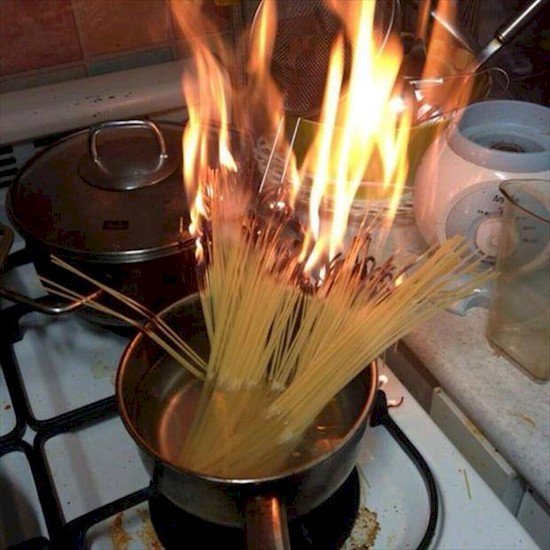 espaguetis al fuego