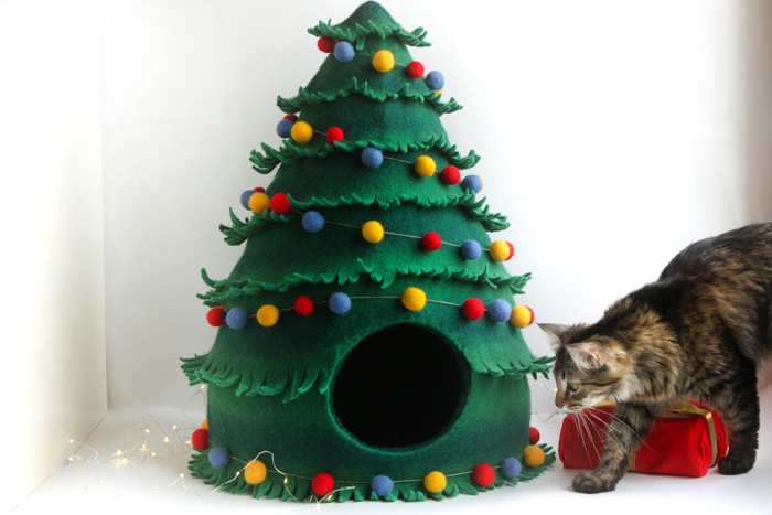 camas decorativas para gatos de árbol de Navidad