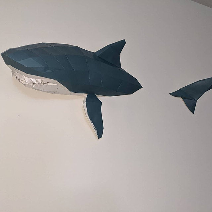 Pared de tiburón de papercraft 3d sumergida